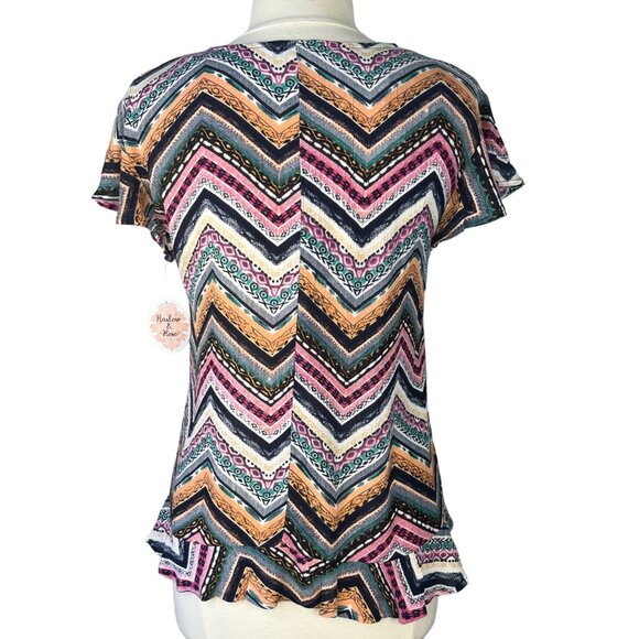 Harlow & Rose Womens Shirt Vneck Front Tie Short Sleeves Size 5 New - Picture 2 of 10